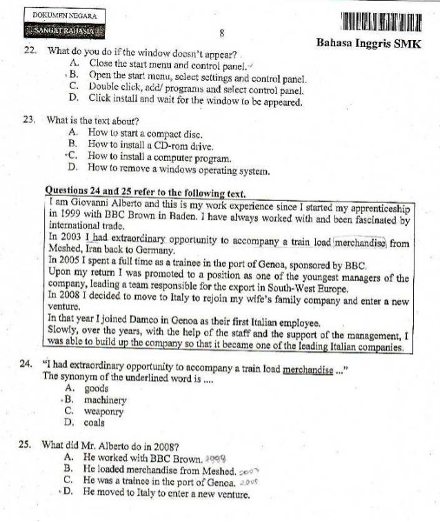 Naskah Soal Un Bahasa Inggris Smk 2012 2013 Naskah Soal Un Bahasa Inggris Smk 2012 2013