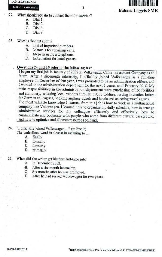 Naskah Soal Un Bahasa Inggris Smk 2012 2013 Naskah Soal Un Bahasa Inggris Smk 2012 2013