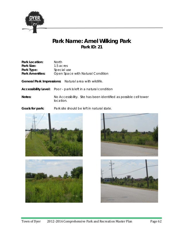 20122016 Town of Dyer Indiana Parks and Recreation master plan