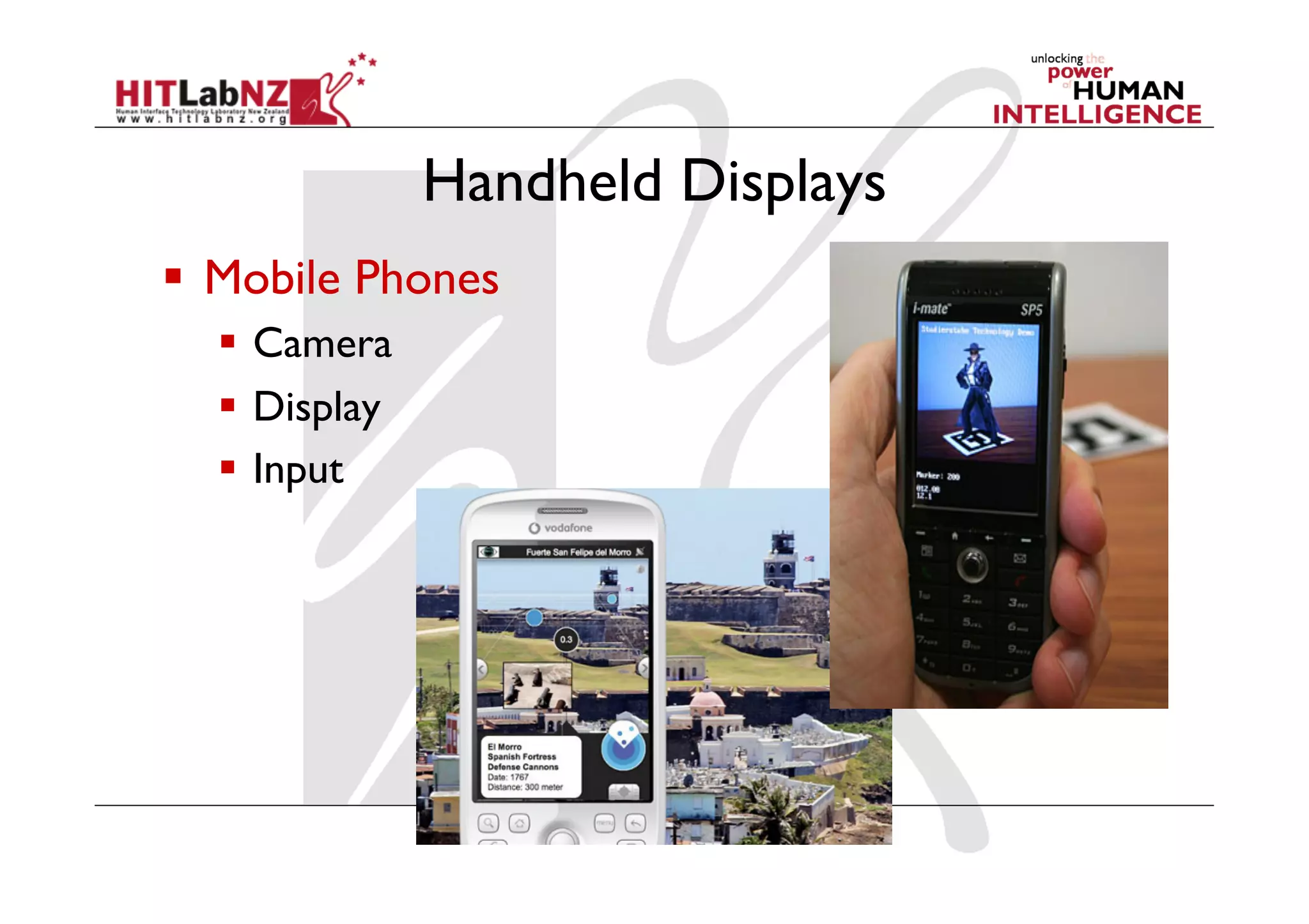 Handheld Displays
  Mobile Phones
    Camera
    Display
    Input
 