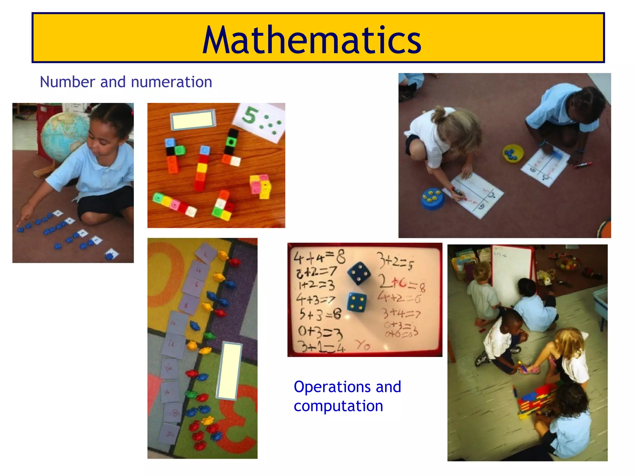 Mathematics
Number and numeration




                        Operations and
                        computation
 