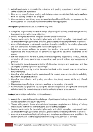 Preceptor Expectation Checklist.pdf 2012 a preceptor's manual mc pharm final - volume 1 | PDF