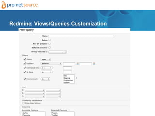 Redmine: Views/Queries Customization
 