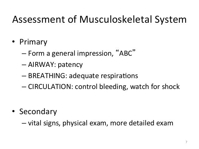 r u form exam Musculoskeletal   GEMC for  Nurses  Emergencies