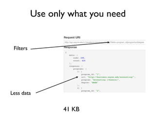 Use only what you need


 Filters




Less data


                  41 KB
 