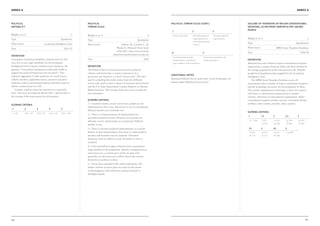 Annex A                                                                                                                                                                                                                                                        Annex A




Political                                                           Political                                                          Political Terror Scale (CONT.)                                         Volume of transfers of major conventional
instability                                                         Terror Scale                                                                                                                              weapons, as recipient (Imports) per 100,000
                                                                                                                                                                                                              people
                                                                                                                                        1                       2                       3
Weight (1 to 5)                                                 4   Weight (1 to 5)                                               4     Secure rule of law       Limited amount of      Extensive political
Type                                               Qualitative                                                                                                   imprisonment for       imprisonment          Weight (1 to 5)                                               2
                                                                    Type                                               Qualitative
                                                                                                                                                                 nonviolent political
Main source                       Economist Intelligence Unit                                                                                                                                                 Type                                             Quantitative
                                                                    Main source                       Gibney, M., Cornett, L., &                                 activity

Year                                                   2011-12                                   Wood, R., Political Terror Scale                                                                             Main source                  SIPRI Arms Transfers Database;
                                                                                                 1976-2011. Data retrieved from                                                                               Year
                                                                                                                                        4                                    5                                                                                      2006-10
                                                                                              http://www.politicalterrorscale.org
Definition
                                                                                                                                        Civil and political rights           Terror has expanded to the
Assessment of political instability ranked from 0 to 100            Year                                                        2010    violations have expanded to          whole population                 Definition
(very low to very high instability) by the Economist                                                                                    large numbers of the population                                       Measures the total volume of major conventional weapons
Intelligence Unit’s Country Analysis team, based on the             Definition                                                                                                                                imported by a country between 2006 and 2010, divided by
question “Are political institutions sufficiently stable to         The Political Terror Scale measures levels of political                                                                                   the average population in this time period at the 100,000
support the needs of businesses and investors?”. This               violence and terror that a country experiences in a                                                                                       people level (population data supplied by the Economist
                                                                                                                                       Additional notes
indicator aggregates 5 other questions on social unrest,            particular year based on a 5-level “terror scale”. The data                                                                               Intelligence Unit).
orderly transfers, opposition stance, excessive executive                                                                              Renamed Political Terror Scale from ‘Level of disrespect of
                                                                    used in compiling this index comes from two different                                                                                         The SIPRI Arms Transfers Database covers all
authority, and an international tension sub-index (each of                                                                             human rights (Political Terror Scale)’.
                                                                    sources: the yearly country reports of Amnesty International                                                                              international sales and gifts of major conventional weapons
which is ranked from 0 to 20).                                      and the U.S. State Department Country Reports on Human                                                                                    and the technology necessary for the production of them.
    Country analysts assess this question on a quarterly            Rights Practices. The average of the two scores is taken for                                                                              The transfer equipment or technology is from one country,
basis. The score provided for March 2011 - March 2012 is            our assessment.                                                                                                                           rebel force or international organisation to another
the average of the scores given for each quarter.                                                                                                                                                             country, rebel force or international organisation. Major
                                                                    Scoring criteria                                                                                                                          conventional weapons include: aircraft, armoured vehicles,
                                                                    1 = Countries under a secure rule of law, people are not                                                                                  artillery, radar systems, missiles, ships, engines.
Scoring criteria
                                                                    imprisoned for their view, and torture is rare or exceptional.
 1            2           3           4            5
                                                                    Political murders are extremely rare.
                                                                                                                                                                                                              Scoring criteria
 0 - 20       20.5 - 40   40.5 - 60    60.5 - 80   80.5 - 100
                                                                    2 = There is a limited amount of imprisonment for
                                                                                                                                                                                                               1            1.5        2           2.5          3
                                                                    nonviolent political activity. However, few persons are
                                                                    affected, torture and beatings are exceptional. Political                                                                                   0 - 7.596   7.597 -    15.193 -     22.789 -     30.385 -
                                                                                                                                                                                                                            15.192     22.788       30.384       37.980
                                                                    murder is rare.
                                                                    3 = There is extensive political imprisonment, or a recent                                                                                 3.5          4          4.5         5
                                                                    history of such imprisonment. Execution or other political                                                                                 37.981 -     45.577 -   53.173 -     > 60.769
                                                                    murders and brutality may be common. Unlimited                                                                                             45.576       53.172     60.768
                                                                    detention, with or without a trial, for political views is
                                                                    accepted.
                                                                    4 = Civil and political rights violations have expanded to
                                                                    large numbers of the population. Murders, disappearances,
                                                                    and torture are a common part of life. In spite of its
                                                                    generality, on this level terror affects those who interest
                                                                    themselves in politics or ideas.
                                                                    5 = Terror has expanded to the whole population. The
                                                                    leaders of these societies place no limits on the means
                                                                    or thoroughness with which they pursue personal or
                                                                    ideological goals.




114                                                                                                                                                                                                                                                                       115
 