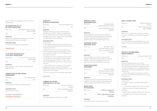 Annex B                                                                                                                                                                                                                                             Annex B




same-day visitors, cruise passengers, and crew members, is      Extent of                                                        Primary school                                                  Adult literacy rate
shown instead.                                                  regional integration                                             enrolment ratio                                                 Main source                           UNESCO, Institute for
                                                                Main source                       Economist Intelligence Unit    Main source                            World Bank, World
                                                                                                                                                                                                                                                  Statistics
Net migration as a %                                                                                                                                           Development Indicators (WDI)
of total population                                             Year                                                      2011                                                                   Year                                2005-09, depending upon
                                                                                                                                 Year                           2001-10, depending upon data                                                  data availability
Main source               World Bank, World Development         Definition                                                                                                        availability
                                       Indicators (WDI)         Qualitative assessment of the level of membership of                                                                             Definition
                                                                trade alliances, as NAFTA, ASEAN, etc. Ranked from 1             Definition
Year                                                     2010                                                                                                                                    Refers to the % of population over the age of 15. Data
                                                                to 5 (very high integration to very low) by the Economist        The net enrolment ratio is the ratio of the number of           are based on national literacy estimates from censuses or
Definition                                                      Intelligence Unit’s Country Analysis team.Country analysts       children of official school age (as defined by the national     surveys.
Measure of merchandise goods exports free on board and          assess this indicator on an annual basis.                        education system) who are enrolled in school to the
                                                                                                                                 population of the corresponding official school age.            Additional notes
merchandise goods imports free on board.
                                                                Additional notes                                                                                                                 The UNDP’s Human Development Report is used as an
Additional notes                                                Scoring criteria:                                                Secondary school                                                alternate source when no data available from UNESCO.
2010 data used for Mongolia and North Korea.                    1 = Very high: the country belongs to an economic union.         enrolment ratio
                                                                There is freedom of movement for goods, people and capital
                                                                                                                                 Main source                            World Bank - World       CULTURE
                                                                (eg the European Union).
DEMOGRAPHICS                                                                                                                                                   Development Indicators (WDI)
                                                                2 = High: the country is a part of a free trade area (eg
                                                                                                                                 Year                           2001-10, depending upon data
                                                                NAFTA), and there are few sectoral restrictions. Or the
                                                                                                                                                                                  availability   Hostility to foreigners/
                                                                country enjoys a very high level of preferential access to a
15-34 year-old males as a                                                                                                                                                                        private property
                                                                major regional trade area.
% of adult population                                                                                                            Definition
                                                                                                                                                                                                 Main source                       Economist Intelligence Unit
                                                                3 = Moderate: the country is formally part of a free trade       The net enrolment ratio is the ratio of the number of
Main source               U.S. Census Bureau, International
                                                                area, but there are a large number of sectoral and other         children of official school age (as defined by the national     Year                                                      2011
                                            Database (IDB
                                                                restrictions (eg Mercosur or ASEAN). Or the country              education system) who are enrolled in school to the
Year                                                     2011   enjoys considerable preferential access to a major regional                                                                      Definition
                                                                                                                                 population of the corresponding official school age.
                                                                trade area.                                                                                                                      Qualitative assessment of the extent to which
Definition                                                                                                                                                                                       demonstrations/civil unrest or parties in armed conflict
                                                                4 = Low: formally may be a member of a trade regional            Higher education
Male population 15-34 year olds as a proportion of the                                                                                                                                           have specifically shown hostility to foreigners or private
                                                                grouping, but in practice, intra-bloc trade remains              enrolment
adult population.                                                                                                                                                                                ownership. Ranked from 1 to 5 (virtually no hostility to
                                                                significantly restricted and any preferential access to major    Main source                            World Bank, World        very high) by the Economist Intelligence Unit’s Country
                                                                regional trade areas is limited.                                                               Development Indicators (WDI)      Analysis team.
                                                                5 = Very low: not member of any regional trade grouping.
                                                                                                                                 Year                           2002-10, depending upon data       Country analysts assess this question on a quarterly
Gender ratio of population:
                                                                                                                                                                                  availability   basis. The score provided is the average of the scores given
women/men
                                                                EDUCATION                                                                                                                        for each quarter.
Main source                          UN Statistics Division                                                                      Definition
                                                                                                                                 The gross enrolment ratio is the ratio of total enrolment,      Additional notes
Year                                                     2011
                                                                                                                                 regardless of age, to the population of the age group that      Scoring criteria:
                                                                Current education
Definition                                                                                                                       officially corresponds to the level of education shown.         1 = Virtually no hostility to foreigners and/or private
                                                                spending as a % of GDP
Male population divided by the female population.                                                                                                                                                ownership.
                                                                Main source                            UNESCO, Institute for
                                                                                                                                 Mean years                                                      2 = Low hostility to foreigners and/or private ownership.
                                                                                                                  Statistics
                                                                                                                                 of schooling                                                    3 = Moderate hostility to foreigners and/or private
Additional notes                                                Year                           2001-11, depending upon data
                                                                                                                                 Main source                         UNESCO, Institute for       ownership.
2010 data used for Taiwan.                                                                                       availability
                                                                                                                                                                                Statistics       4 = High hostility to foreigners and/or private ownership.
                                                                                                                                 Year                       2001-11, depending upon data         5 = Very high hostility to foreigners and/or private
REGIONAL & INTERNATIONAL
                                                                Definition                                                                                                                       ownership.
FRAMEWORK/CONDITIONS                                                                                                                                                          availability
                                                                Total public spending on education as % of GDP.
                                                                                                                                 Definition
                                                                                                                                 School life expectancy (years), primary to tertiary.




124                                                                                                                                                                                                                                                          125
 