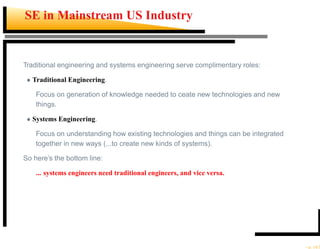 Traditional System Engineering Brief introduction to system engineering approach | PDF
