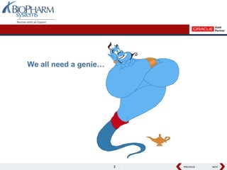 We all need a genie…




                       3   PREVIOUS
                           PREVIOUS   NEXT
                                      NEXT
 