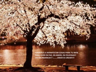 COMIENZA A MANIFESTAR COSAS PARA TU BIEN. PARA VIVIR EN PAZ, EN AMOR, EN FELICIDAD!! EN ABUNDANCIA!! !.......CREER ES CREAR!!!! 
