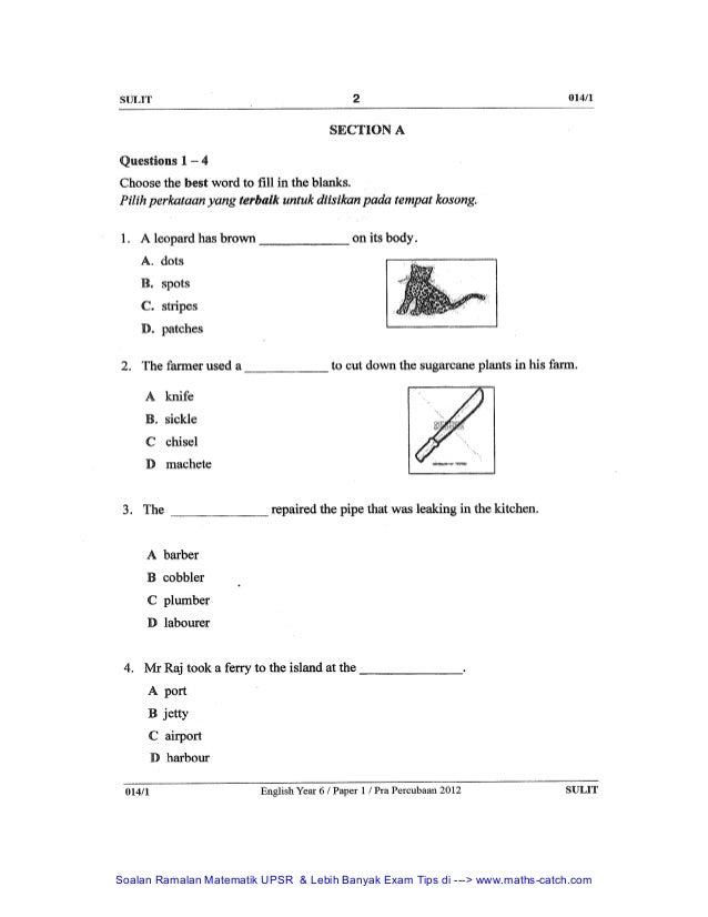 2012 percubaan bahasa inggeris upsr+skema [terengganu]