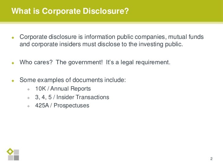 What Is Corporate Disclosure