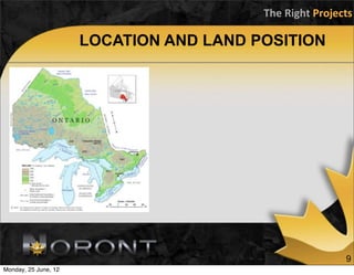The	
  Right	
  Projects

                      LOCATION AND LAND POSITION




                                                               9
Monday, 25 June, 12
 
