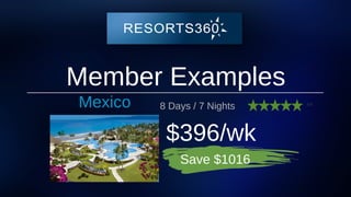 Member Examples
8 Days / 7 Nights
$396/wk
Save $1016
Mexico 5/5
 