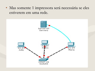 • Mas somente 1 impressora será necessária se elesMas somente 1 impressora será necessária se eles
estiverem em uma rede.estiverem em uma rede.
 