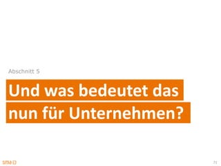 Abschnitt 5



Und was bedeutet das
nun für Unternehmen?

                       71
 