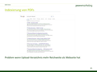 25
Indexierung von PDFs
Problem wenn Upload-Verzeichnis mehr Reichweite als Webseite hat
B2B Fehler
 
