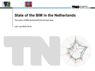 State of the BIM in the Netherlands
Two years of BIM QuickScan® benchmark data


Léon van Berlo M.Sc.
 