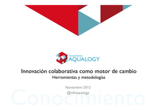 Innovación colaborativa como motor de cambio
           Herramientas y metodologías

                 Noviembre 2012
                  @infoaqualogy
 