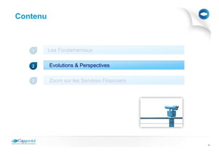 Contenu



   1      Les Fondamentaux


   2      Evolutions & Perspectives

   3      Zoom sur les Services Financiers




                                             11
 