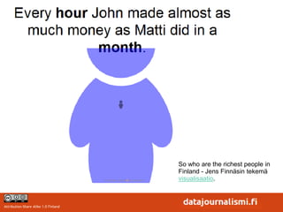 So who are the richest people in
                                      Finland - Jens Finnäsin tekemä
                                      visualisaatio.



Attribution-Share Alike 1.0 Finland
 