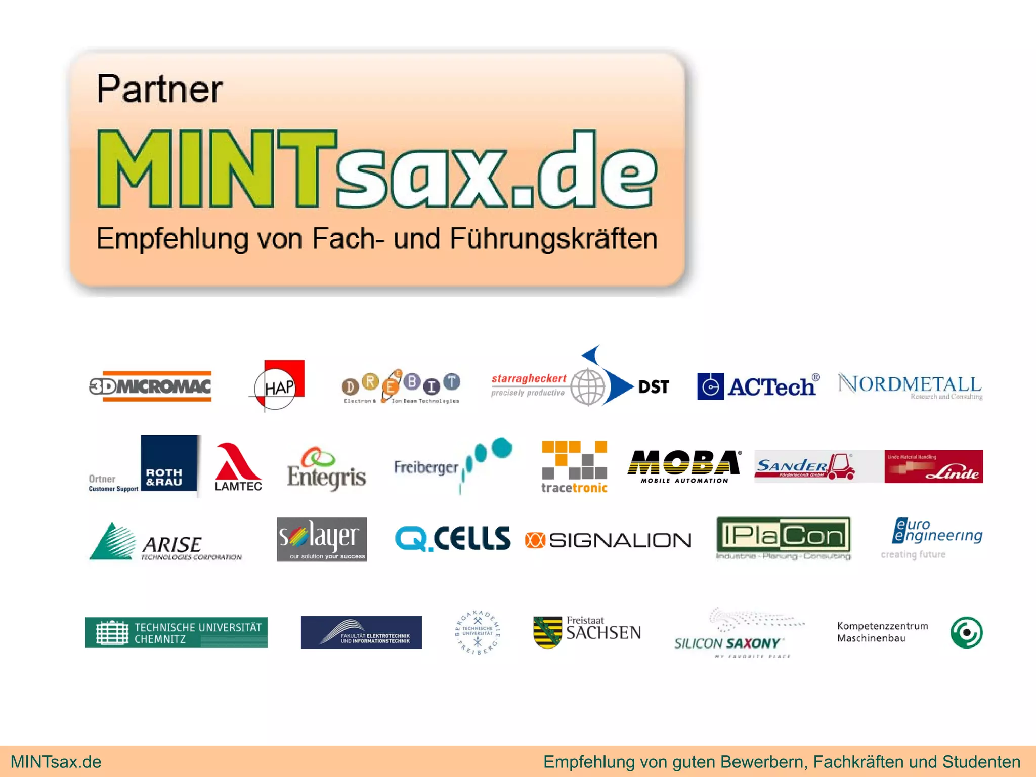 MINTsax.de   Empfehlung von guten Bewerbern, Fachkräften und Studenten
 