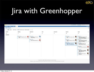 Jira with Greenhopper




Friday, January 27, 12
 