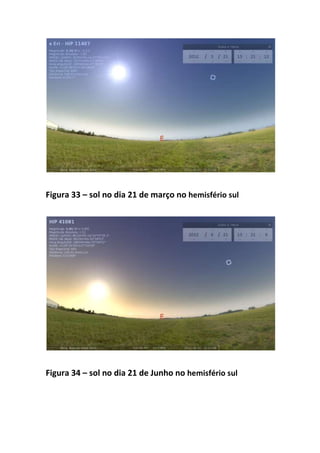 Figura 33 – sol no dia 21 de março no hemisfério sul




Figura 34 – sol no dia 21 de Junho no hemisfério sul
 