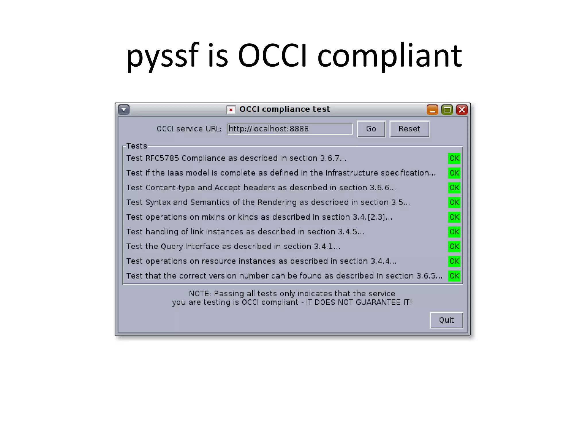 pyssf is OCCI compliant
 