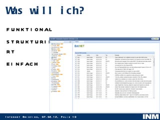 Was will ich? funktional strukturiert einfach 