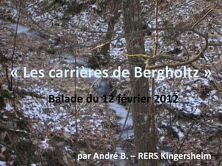 « Les carrières de Bergholtz »
     Balade du 12 février 2012



          par André B. – RERS Kingersheim
 