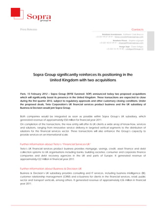 Sop Rauk Sopra Group Acquisitions in UK | PDF