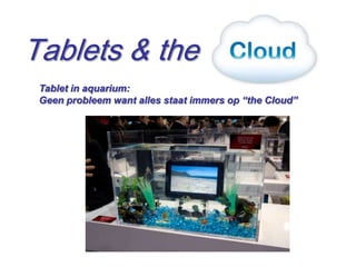 Tablets & the
 Tablet in aquarium:
 Geen probleem want alles staat immers op “the Cloud”




                                                        12
 