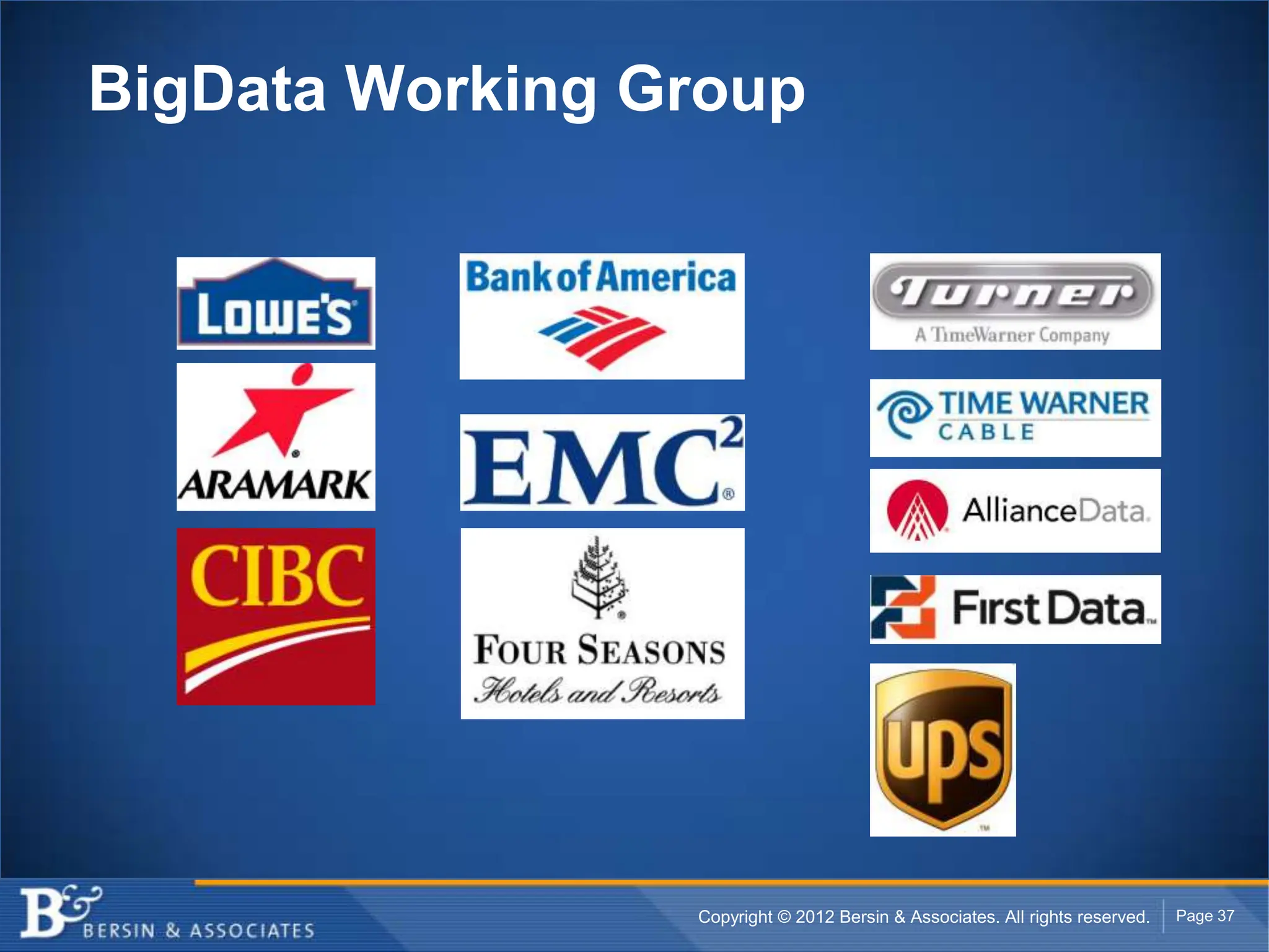BigData Working Group




                 Copyright © 2012 Bersin & Associates. All rights reserved.   Page 37
 