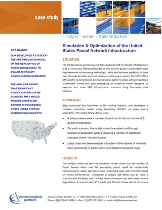 ttrt
                               Simulation & Optimization of the United
AT A GLANCE:                   States Postal N...