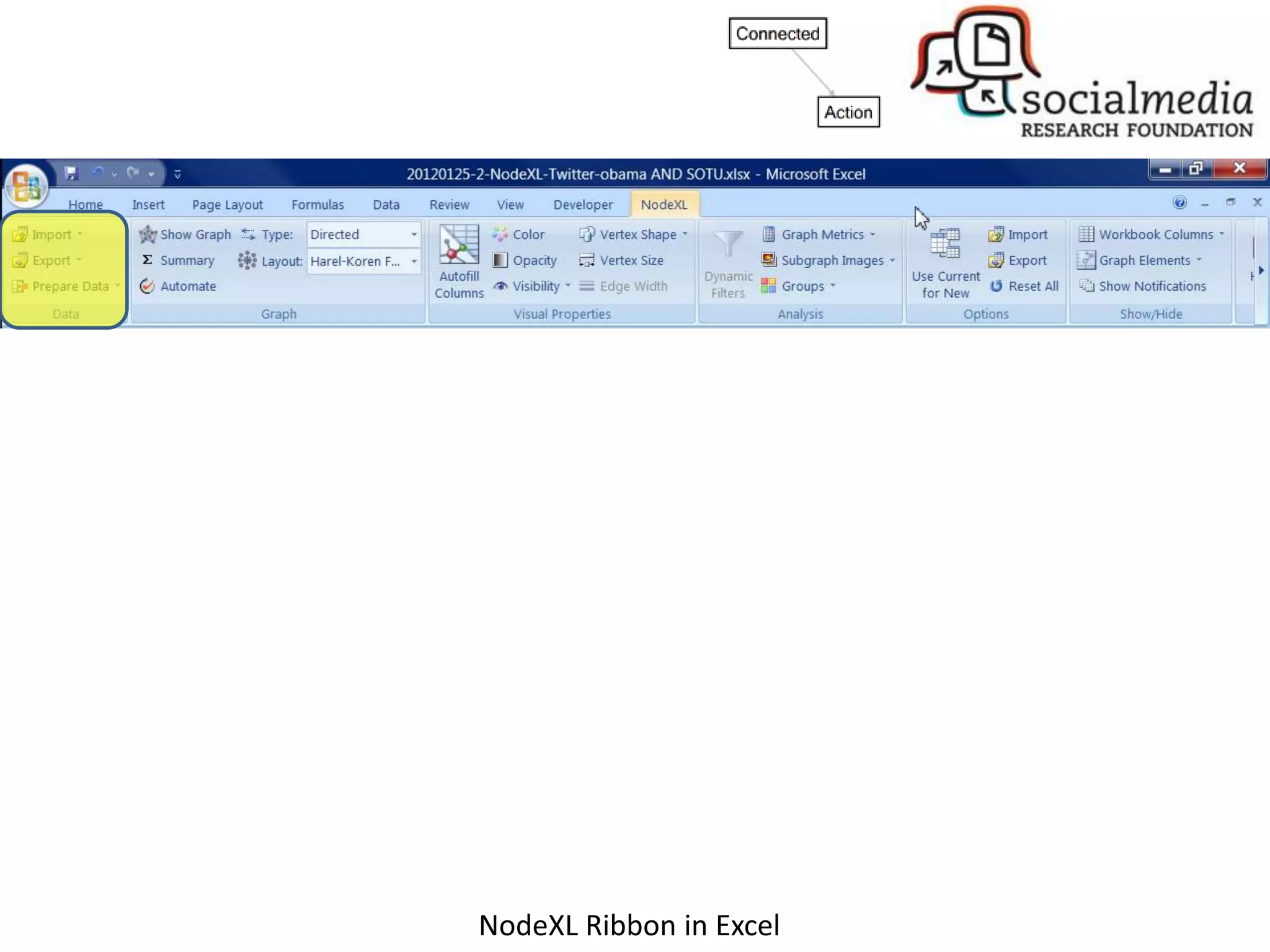NodeXL Ribbon in Excel
 