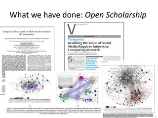 What we have done: Open Scholarship
 