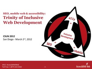SEO, mobile web & accessibility:
 Trinity of Inclusive
 Web Development


 CSUN 2012
 San Diego - March 2nd, 2012




2012...