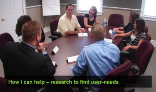 How I can help – research to find user-needs
 