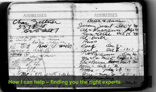 How I can help – finding you the right experts
 