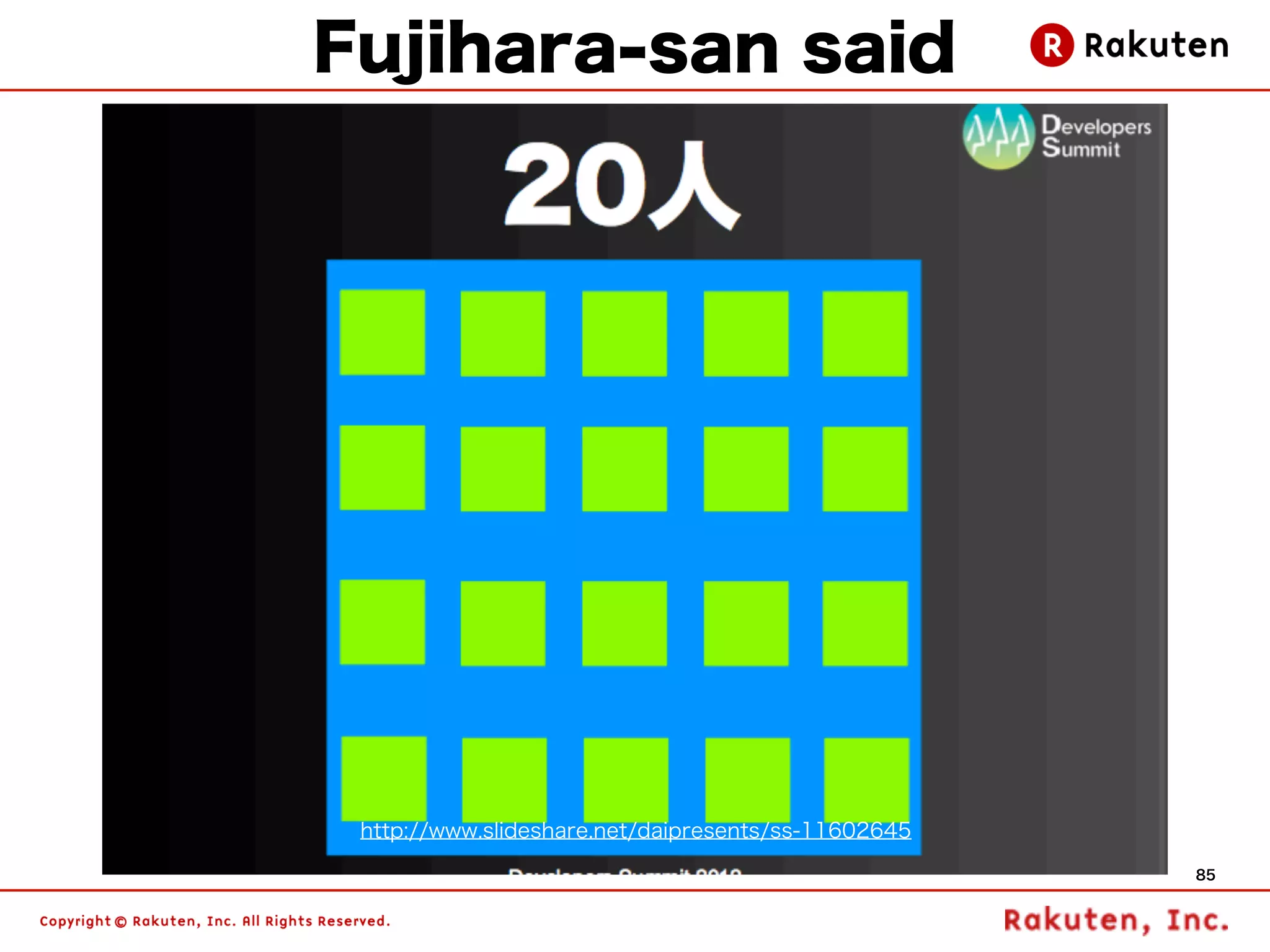 Fujihara-san said




 http://www.slideshare.net/daipresents/ss-11602645
                                                     85
 