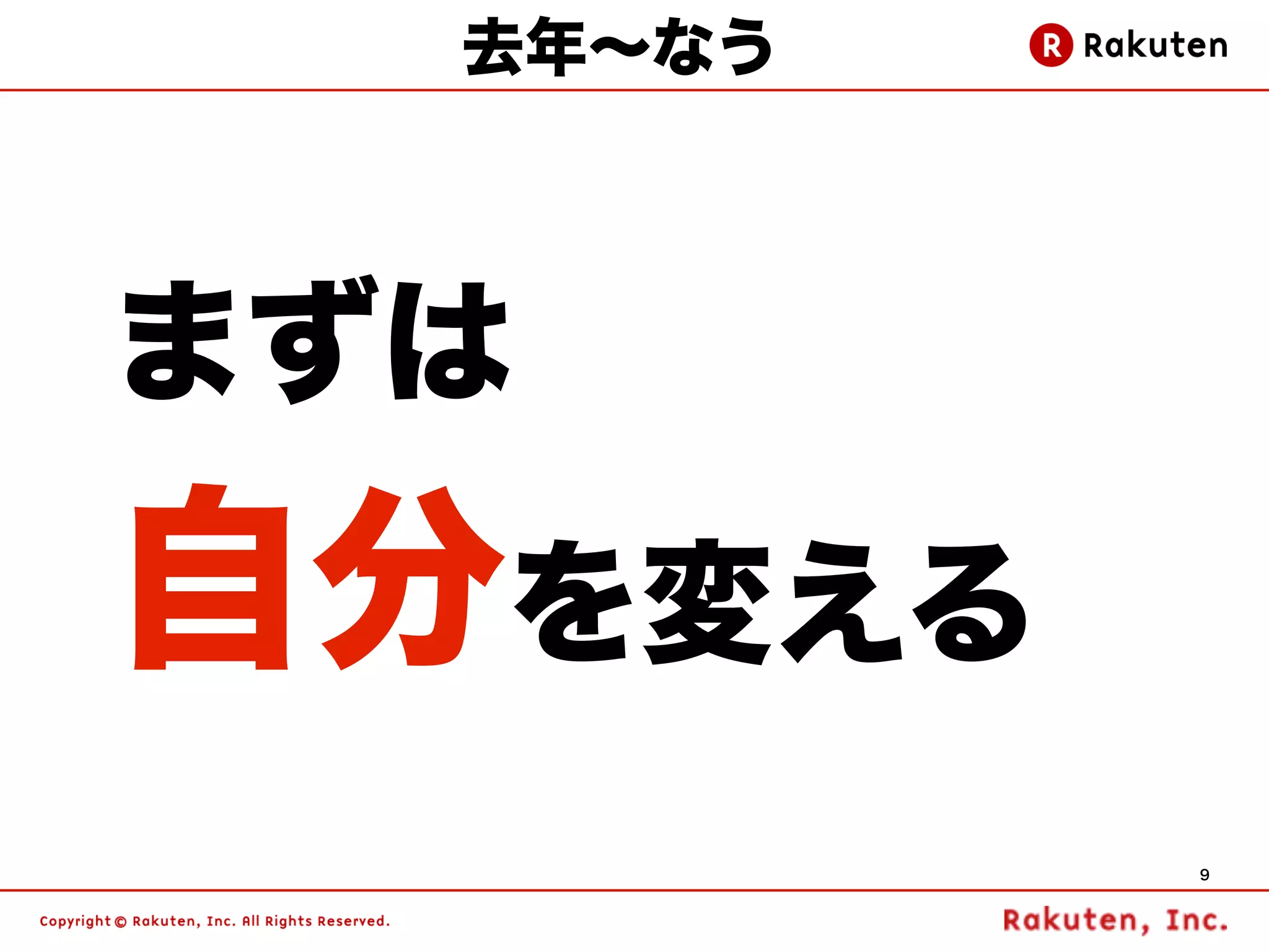 去年∼なう




まずは
自分を変える
          9
 