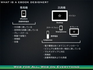 WHAT IS A EBOOK DESIGNER?




      Web for All, Web on Everything
 