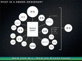 WHAT IS A EBOOK DESIGNER?




      Web for All, Web on Everything
 