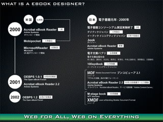 WHAT IS A EBOOK DESIGNER?




      Web for All, Web on Everything
 