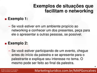 Exemplos de situações que

.   Exemplo 1:
                       facilitam o networking


    – Se você estiver em um ambi...