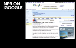 NPR ON
iGOOGLE
 