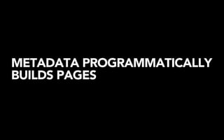 METADATA PROGRAMMATICALLY
BUILDS PAGES
 