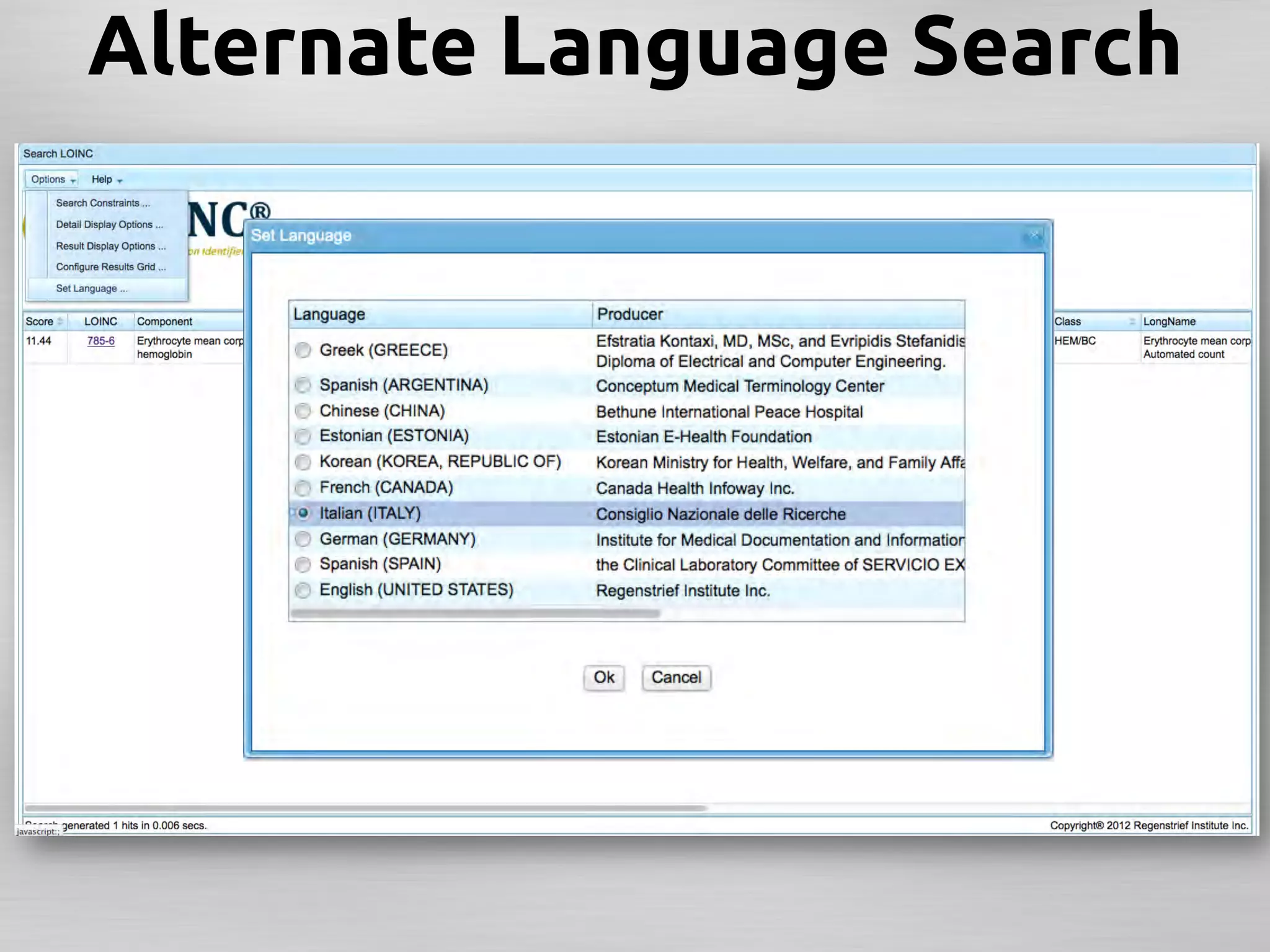Alternate Language Search	
 
