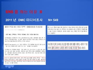 SNS ? ?? ?? II
2011 ? DMC ?????   N= 549
 